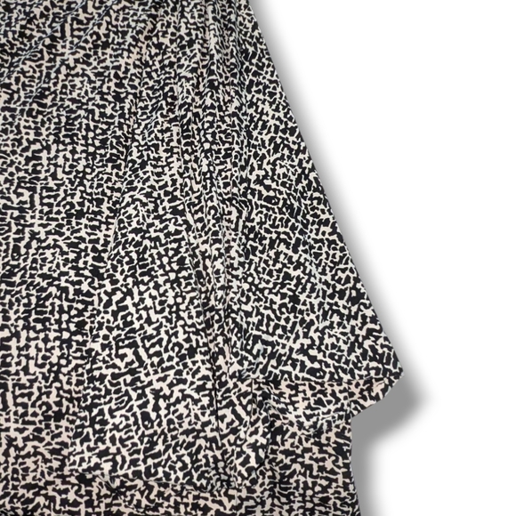 Lauren Ralph Lauren Black White Printed Ruched A Line Jersey Knit Dress Size 8 - Picture 4 of 12